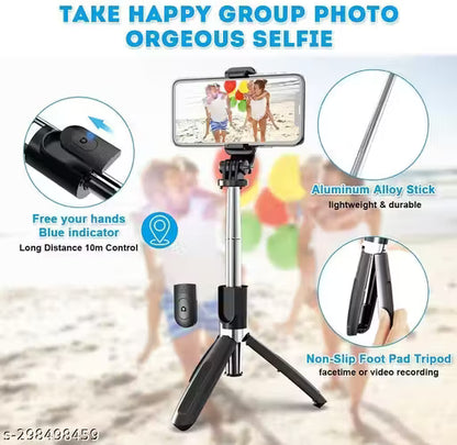 Portable Selfie Stick Tripod with Wireless Bluetooth Remote and Tripod Stand